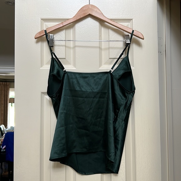 Cowl Neck Satin Cami Top Women’s US M Dark Green - Picture 4 of 5